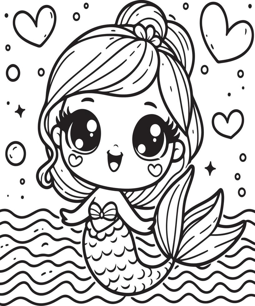 Mermaid coloring page vector