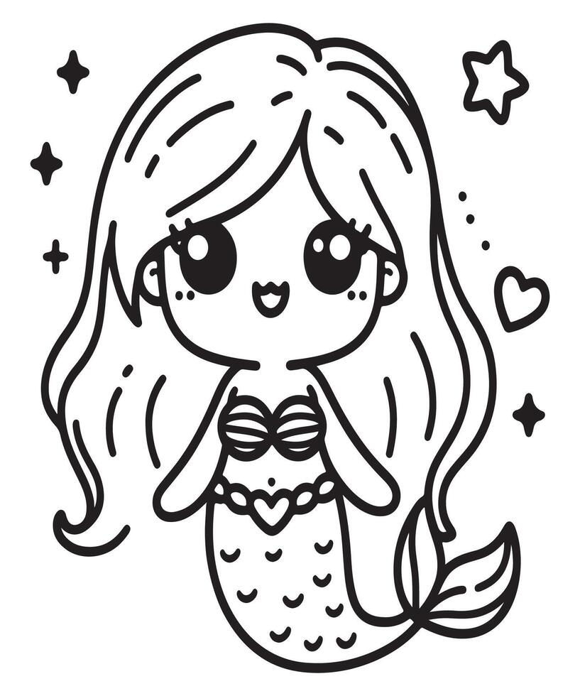 Awesome mermaid coloring page for children for children vector