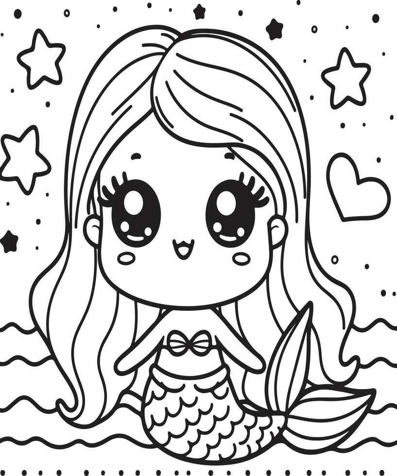 Awesome mermaid coloring page for children for children vector