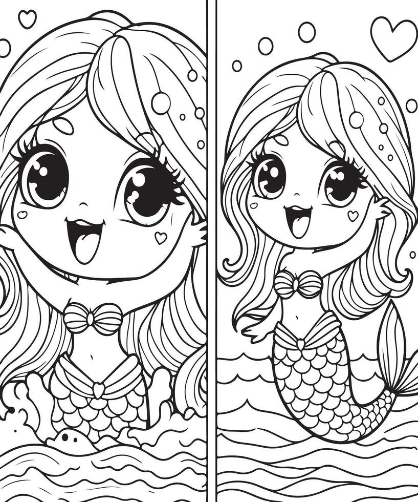 Mermaid coloring page vector