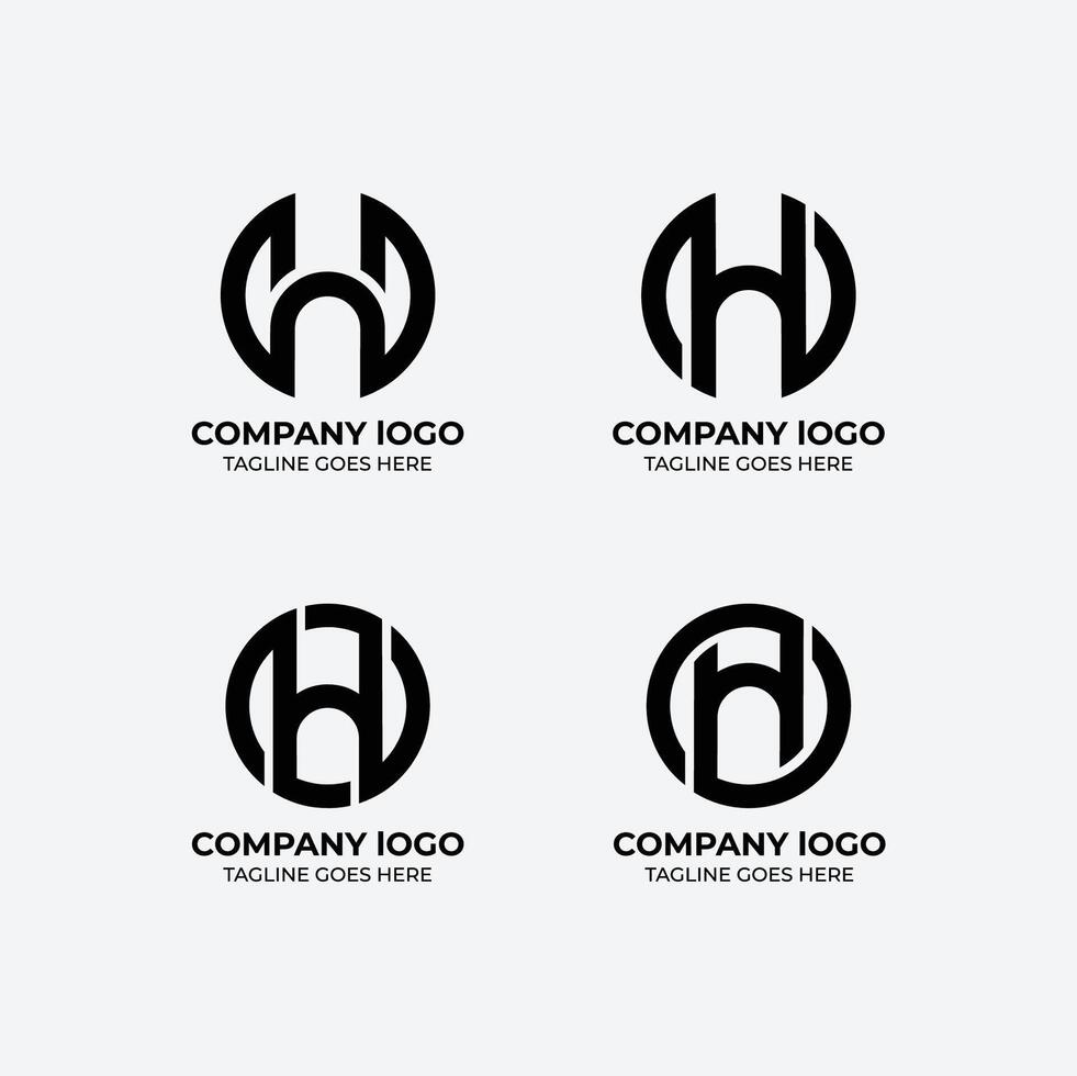 H logo set flat design minimalist letter alphabet vector