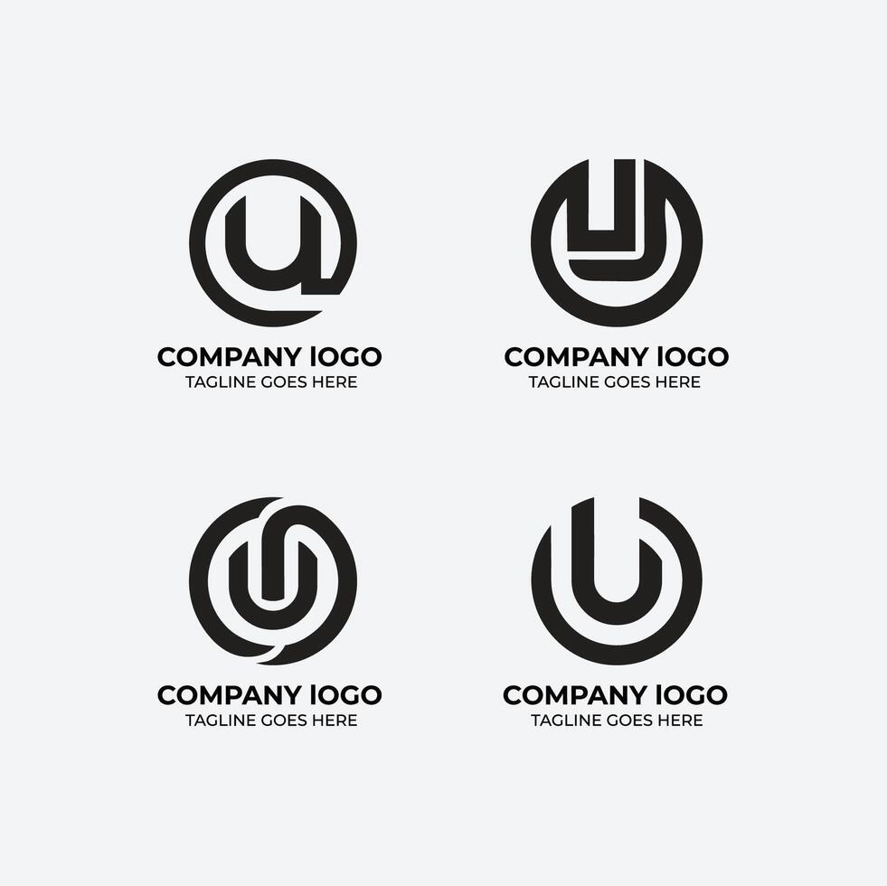 U logo set flat design minimalist letter alphabet vector