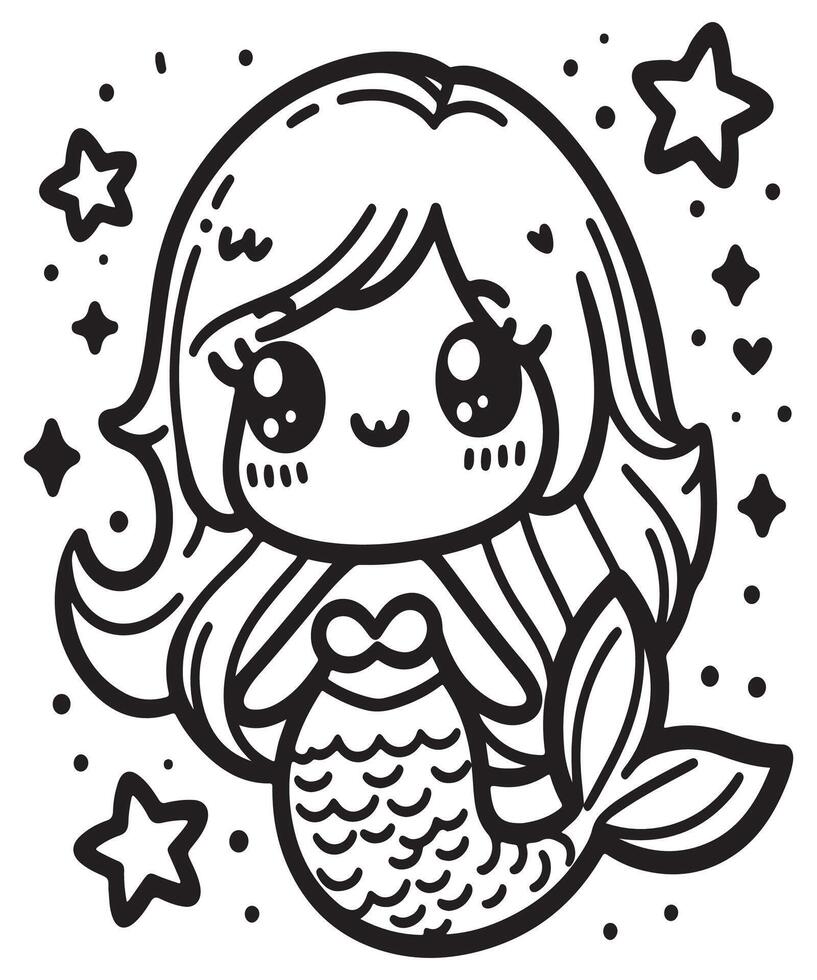 Awesome mermaid coloring page for children for children vector