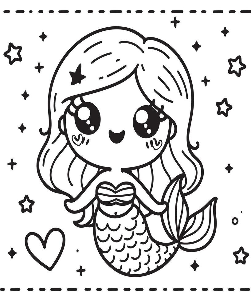 Awesome mermaid coloring page for children for children vector