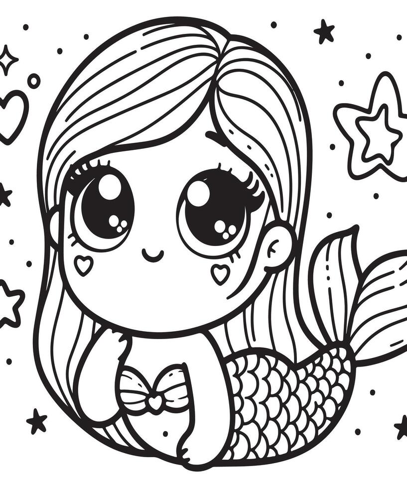 Awesome mermaid coloring page for children for children vector