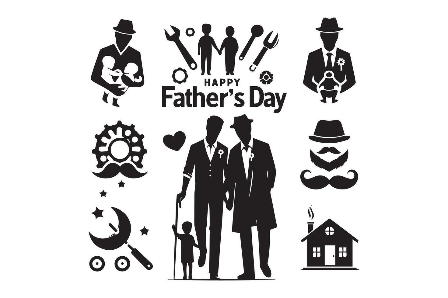 Silhouette art for Father's Day Set vector