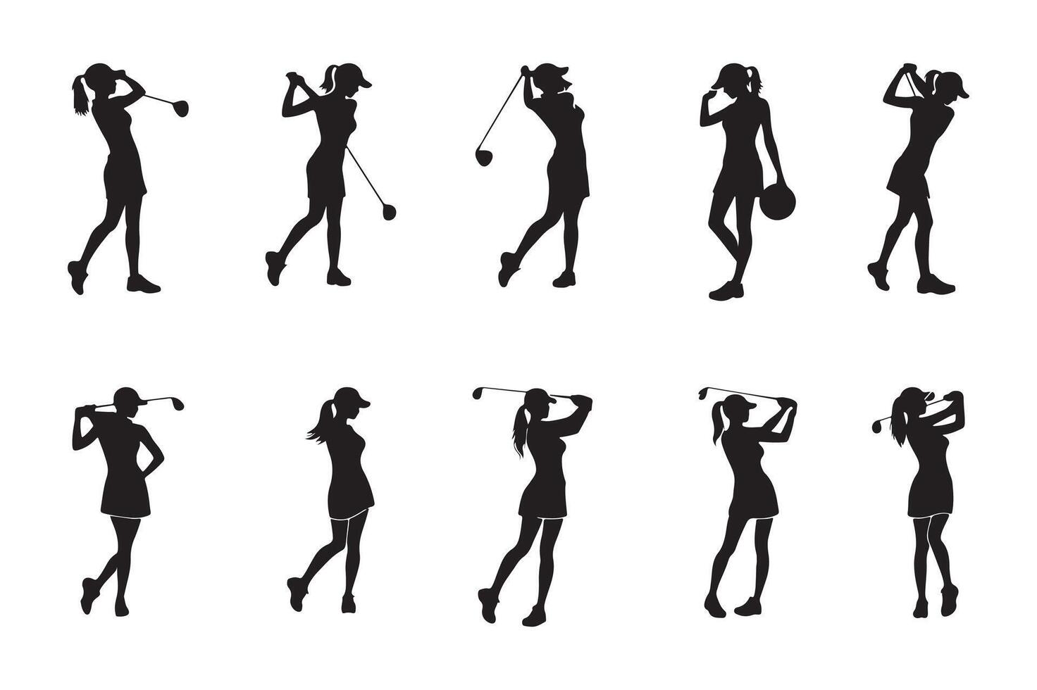 Golfer silhouette pack vector