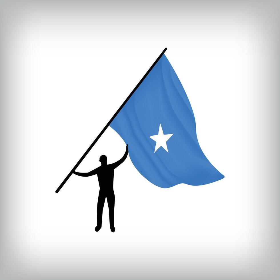 A man holds the flag of SOMALIA in the air. National day realistic flag illustration. vector