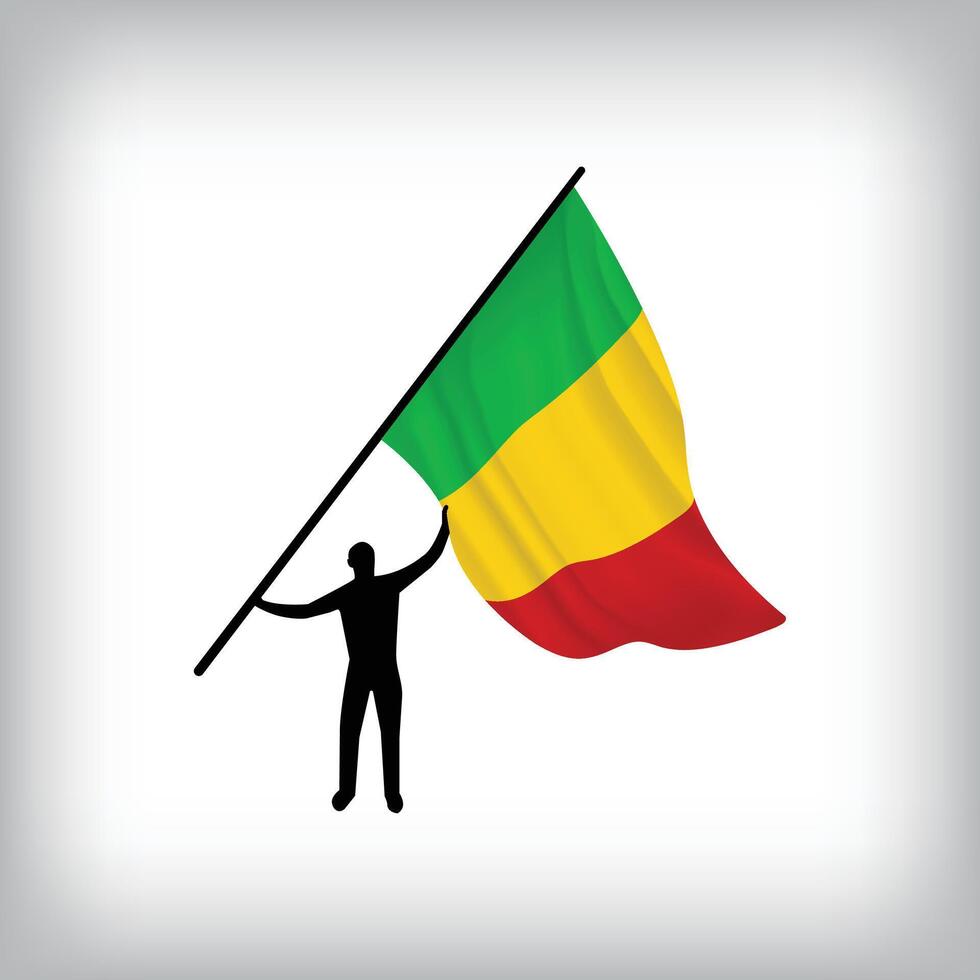 A man holds the flag of MALI in the air. National day realistic flag illustration. vector