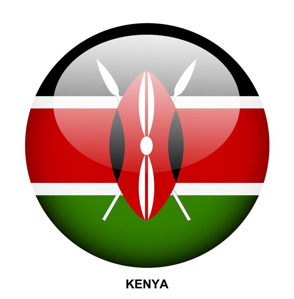 KENYA flag button on white background vector