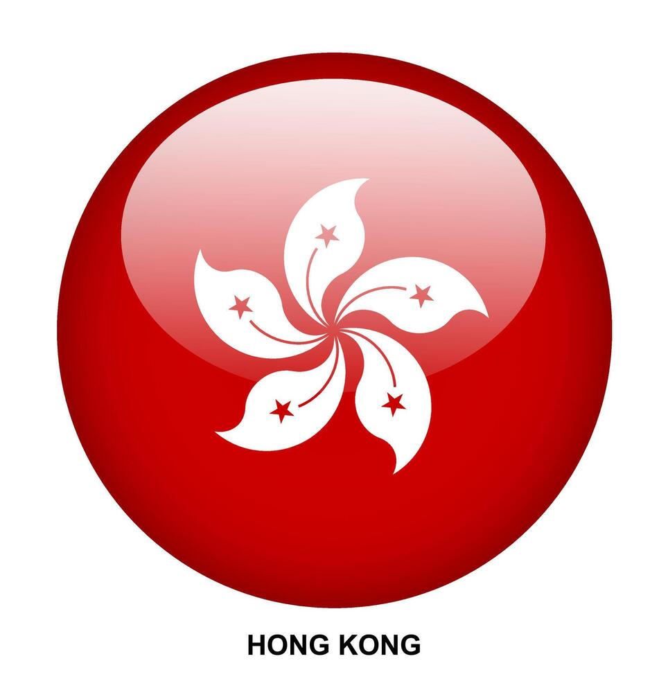 HONG KONG flag button on white background vector