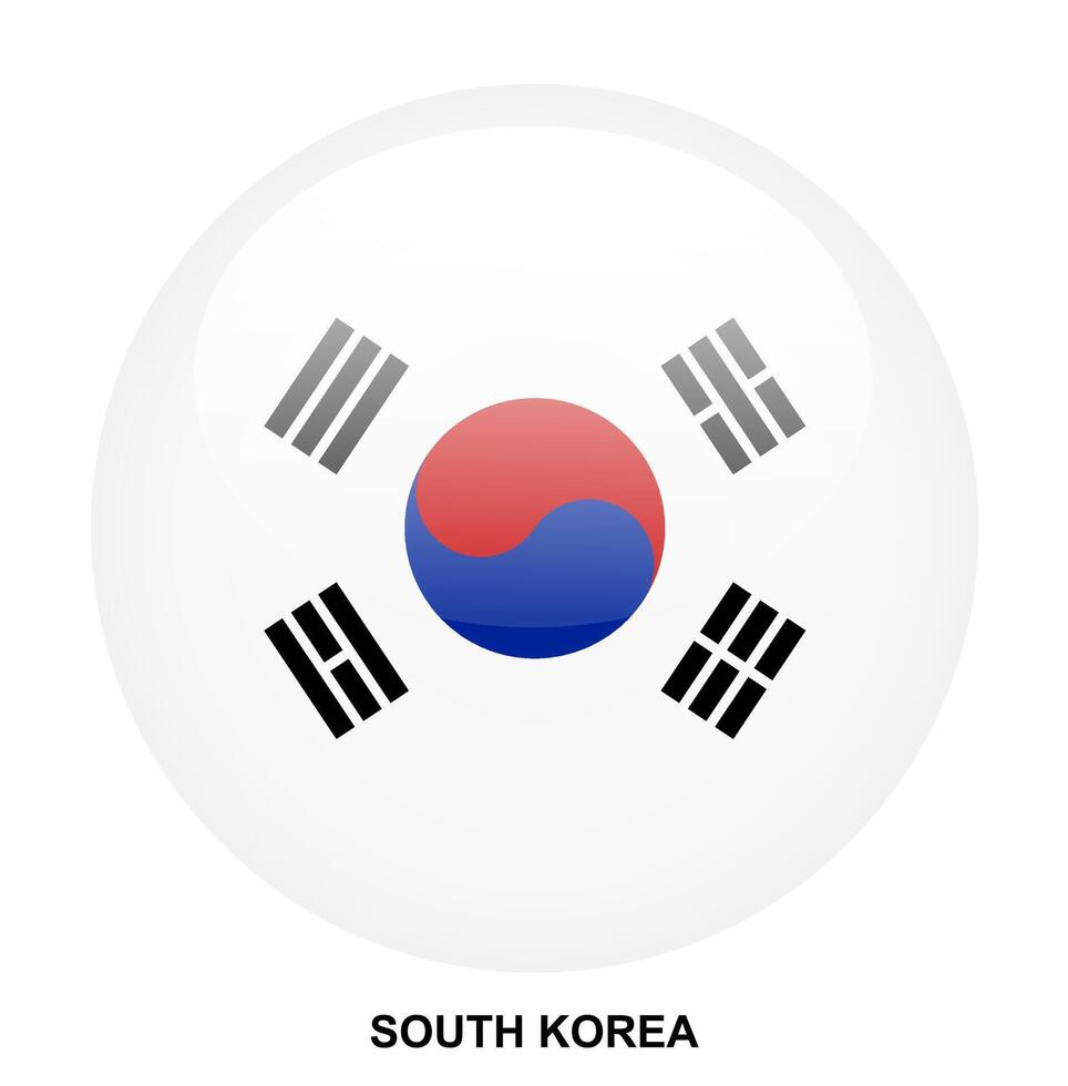 SOUTH KOREA flag button on white background vector