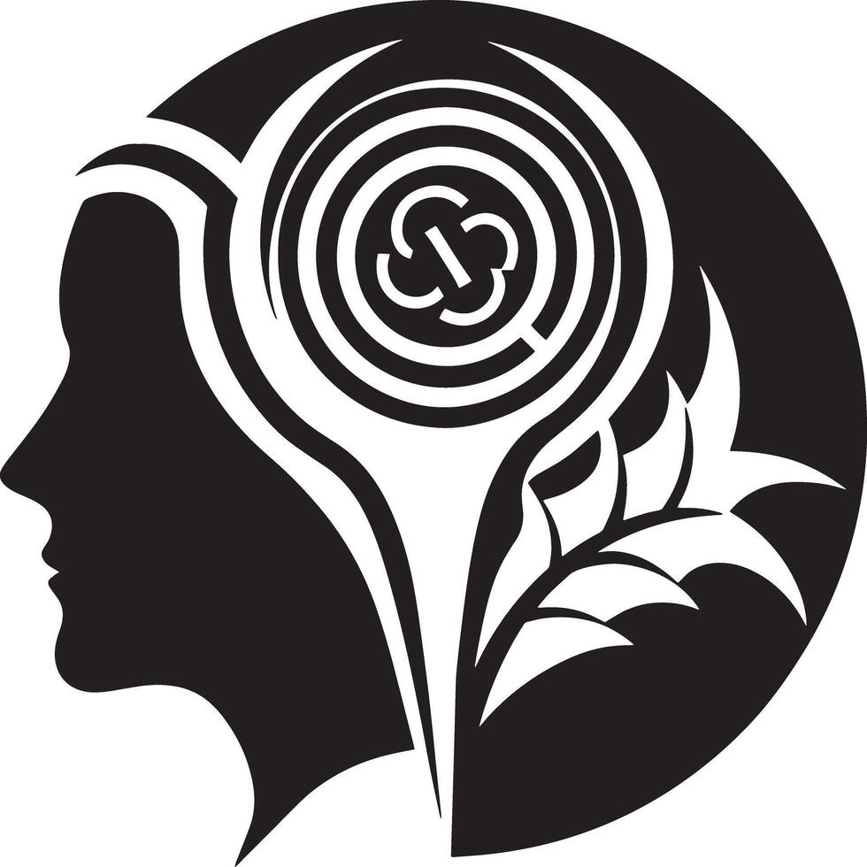 mental health logo illustration black and white vector