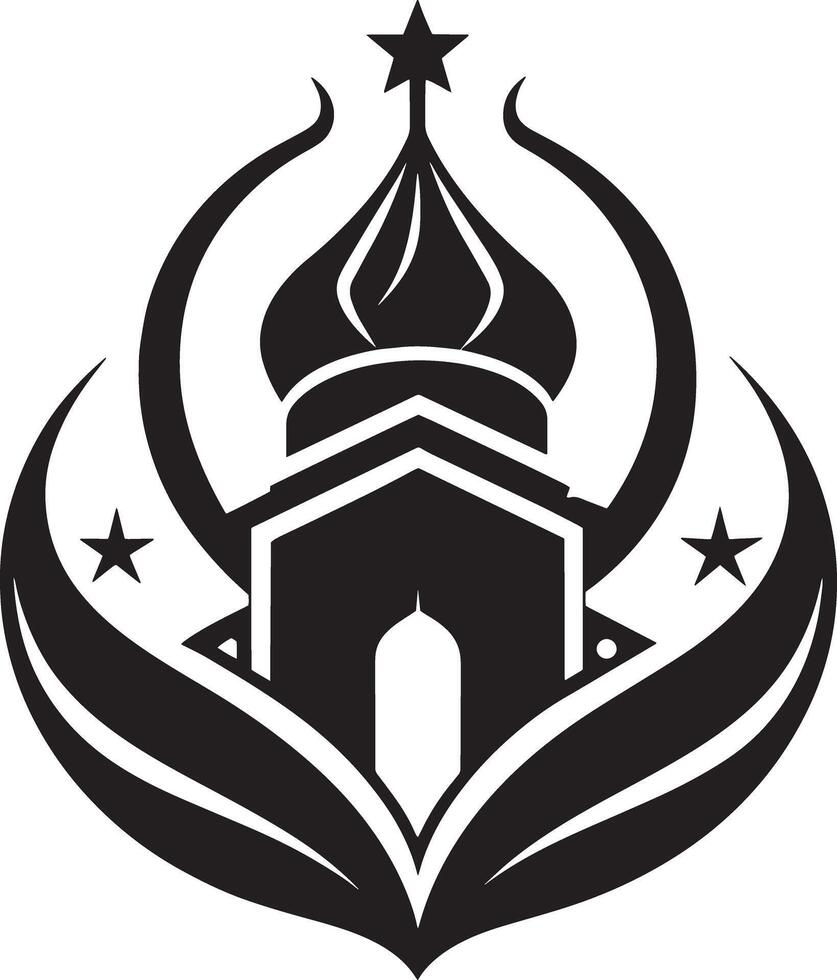 mordern islamic logo illustration black and white vector