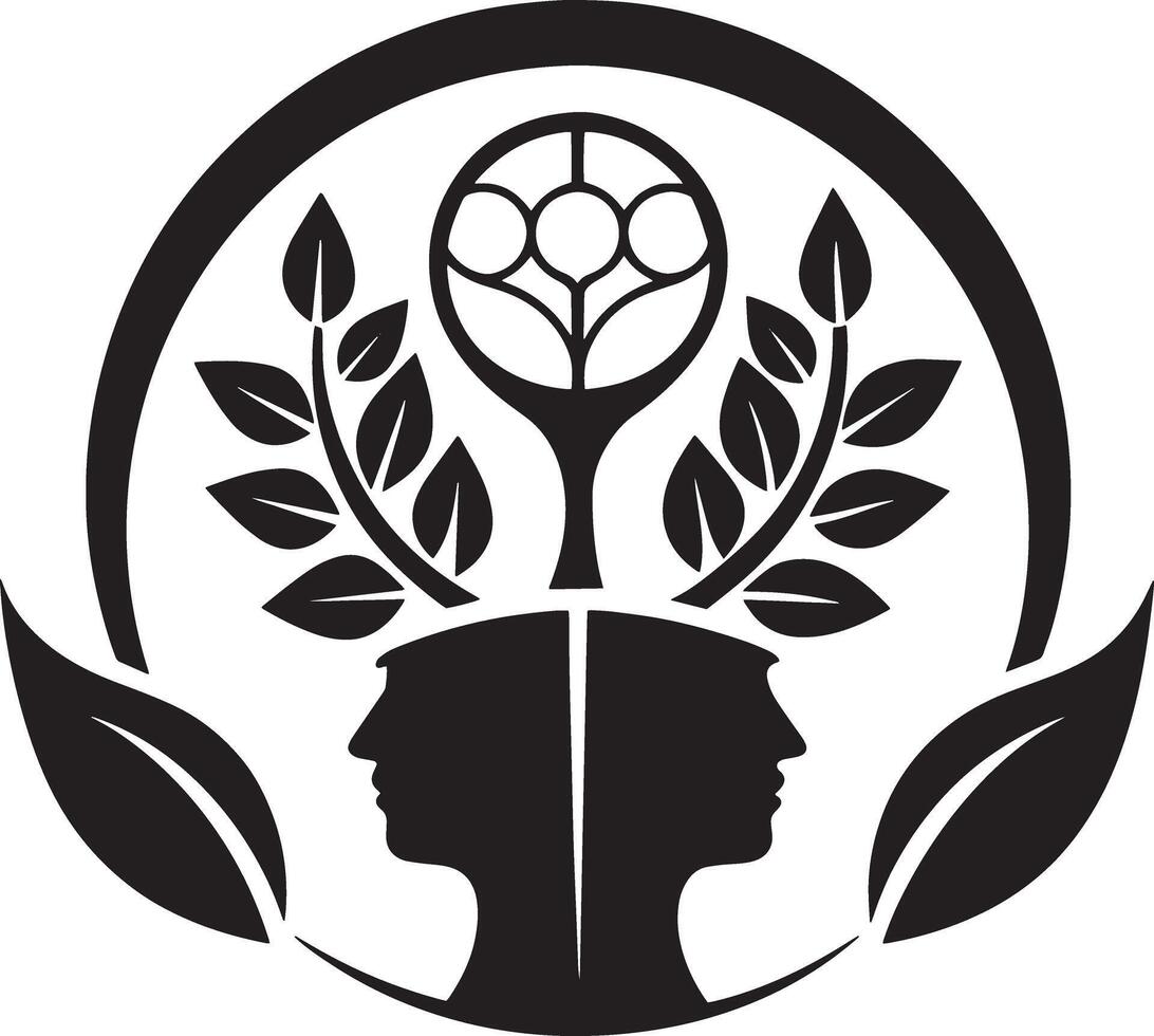mental health logo illustration black and white vector