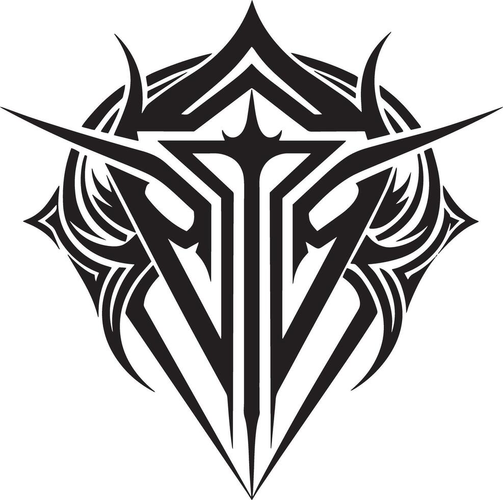 minimal abstract tattoo design illustration black and white vector