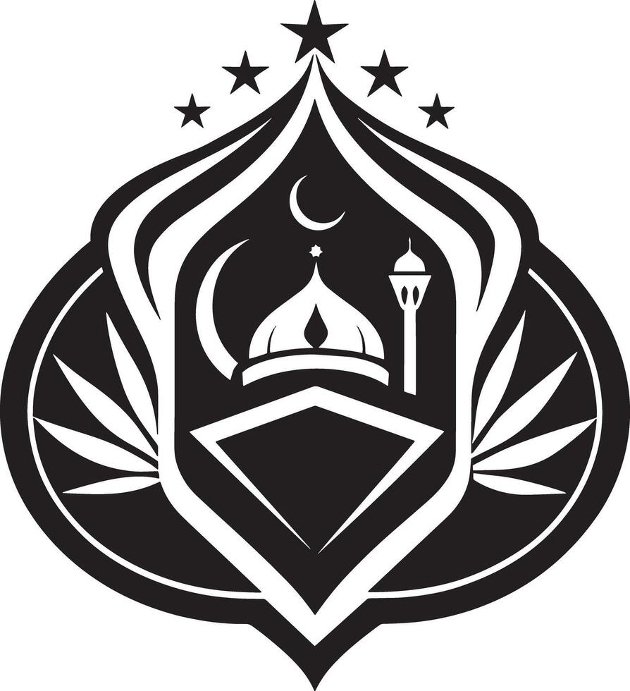islamic logo design black and white illustration vector