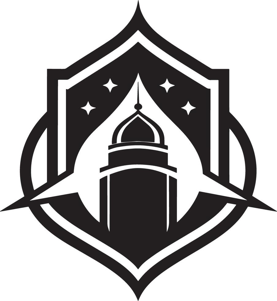 islamic logo design black and white illustration vector