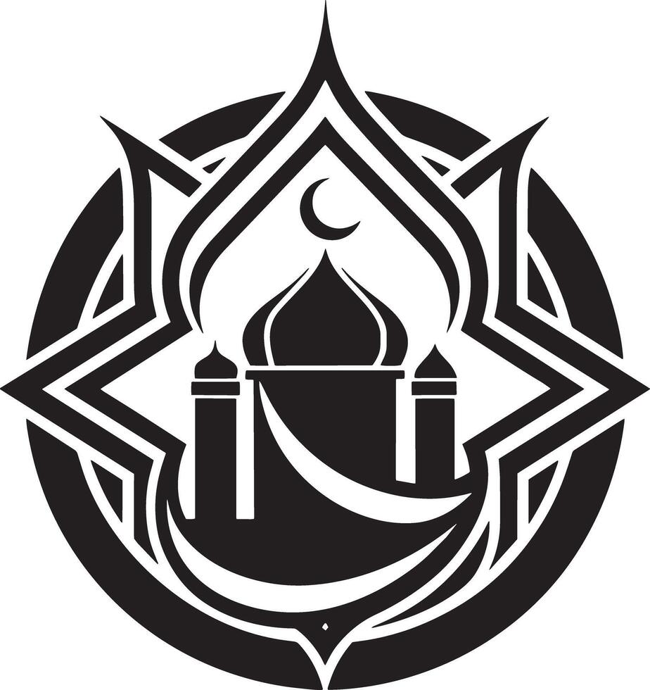 mordern islamic logo illustration black and white vector