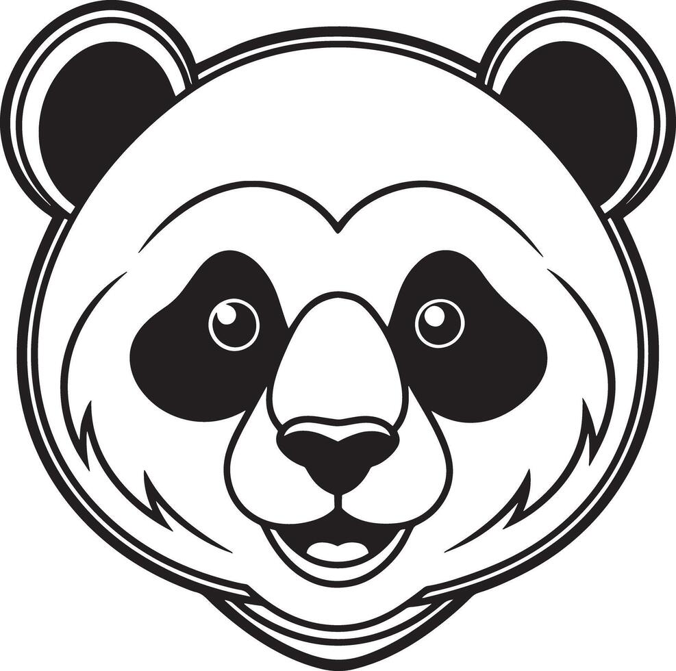 panda bear icon illustration black and white vector
