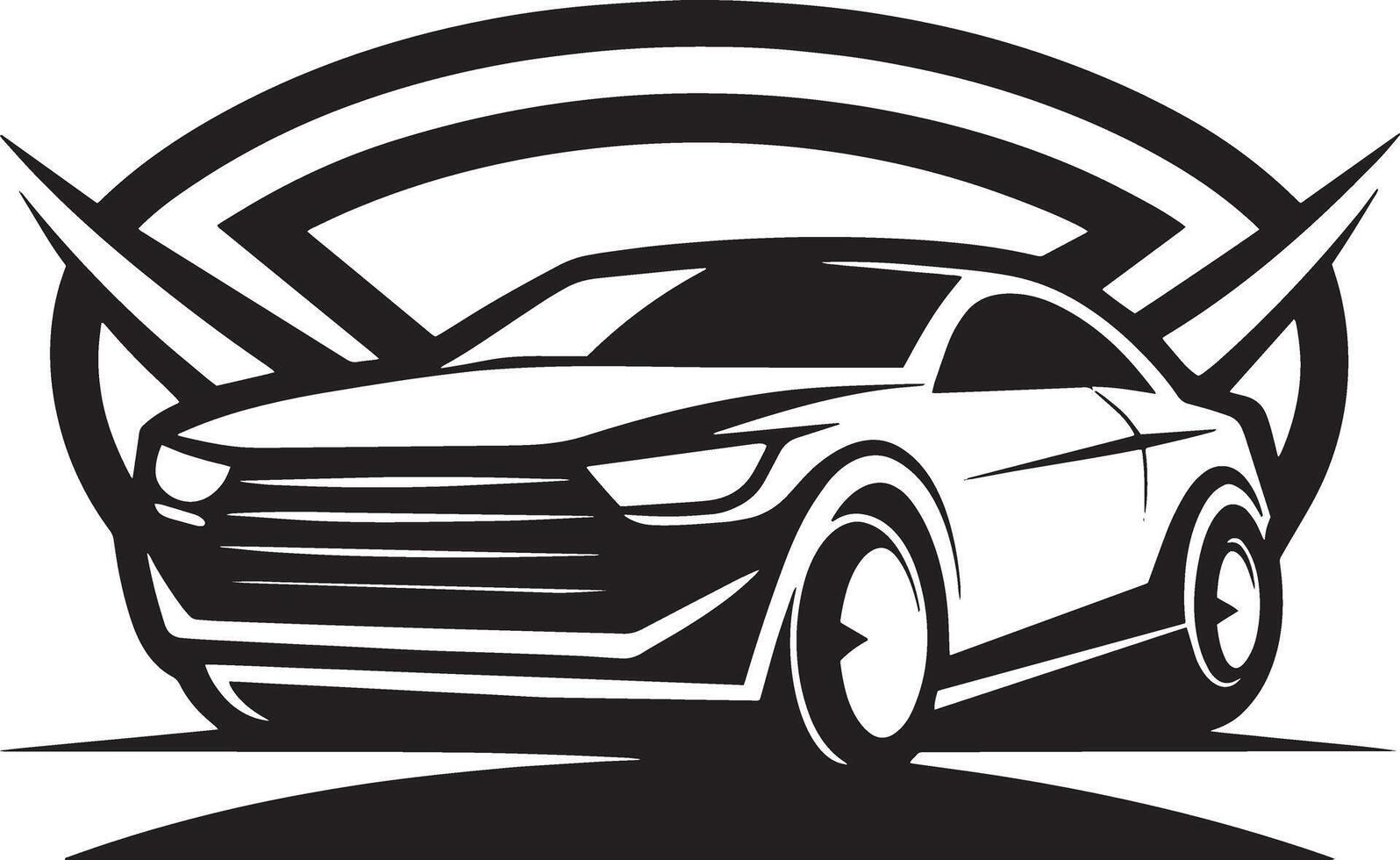 mordern car logo illustration black and white vector