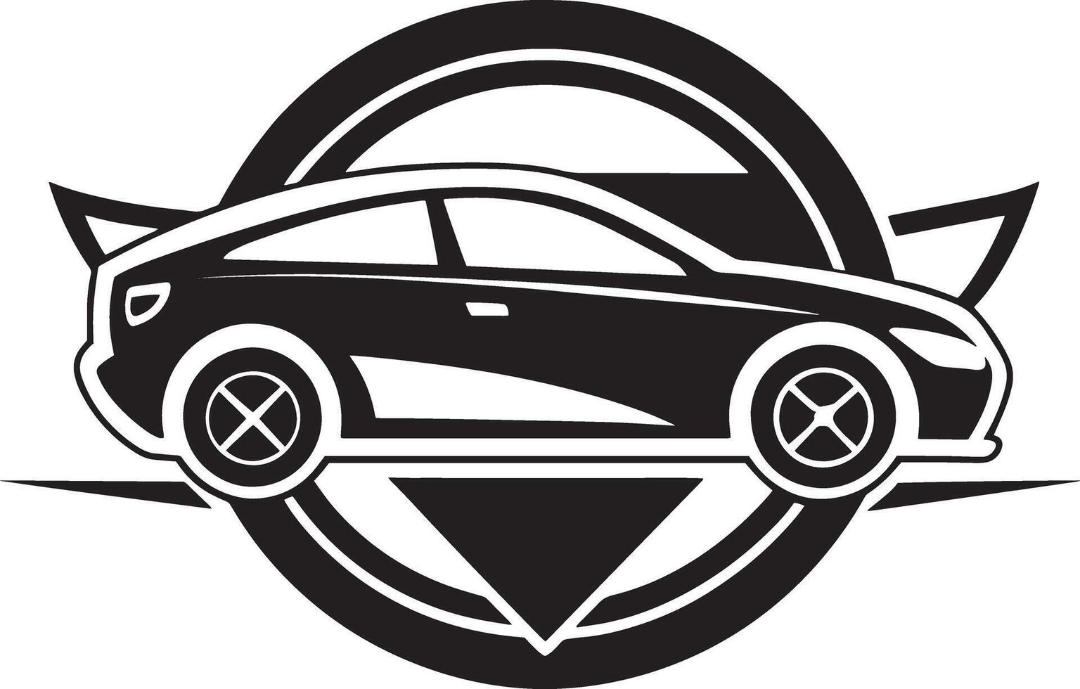 minimal car logo illustration black and white vector