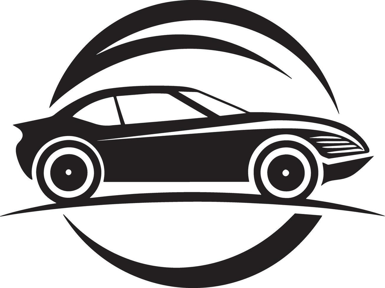 mordern car logo illustration black and white vector
