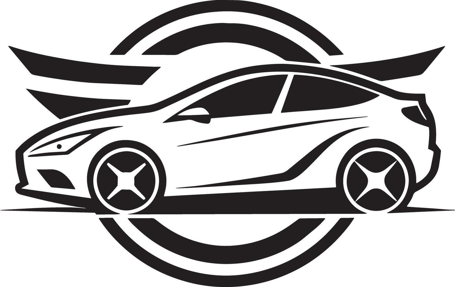 minimal car logo illustration black and white vector