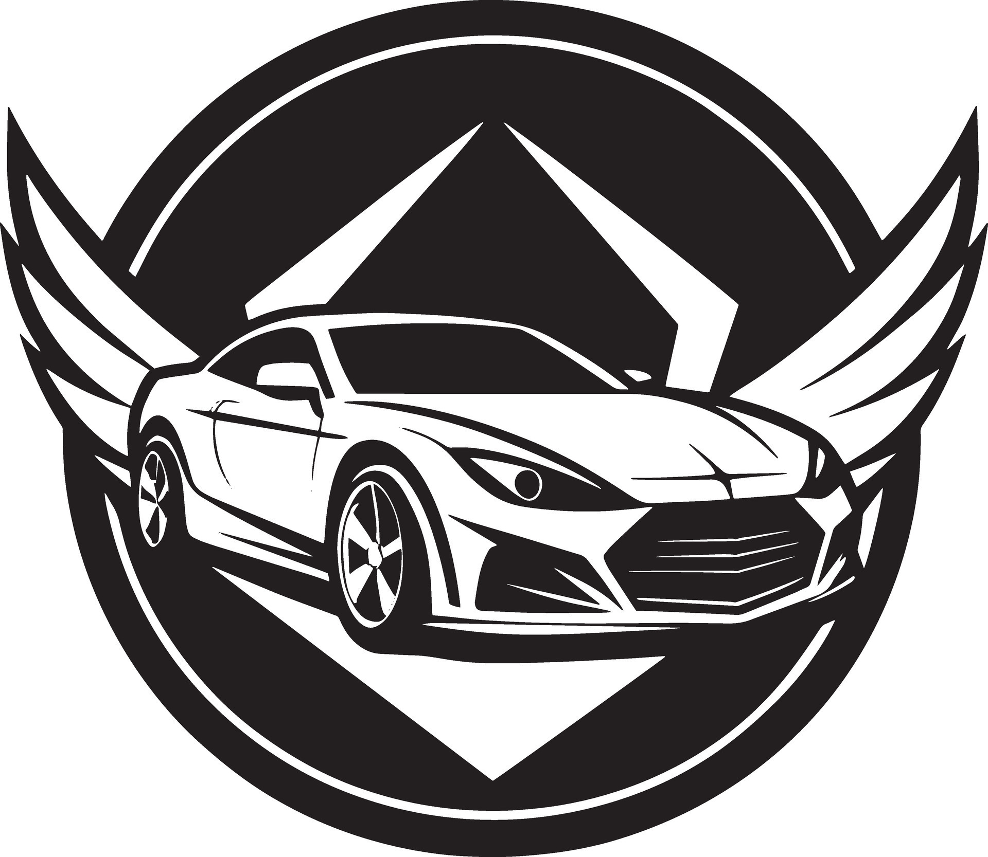 minimal car logo illustration black and white 46393315 Vector Art at