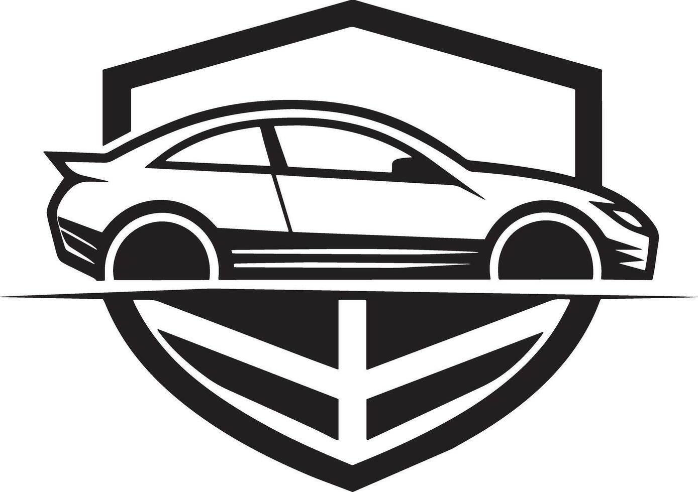 minimal car logo illustration black and white vector