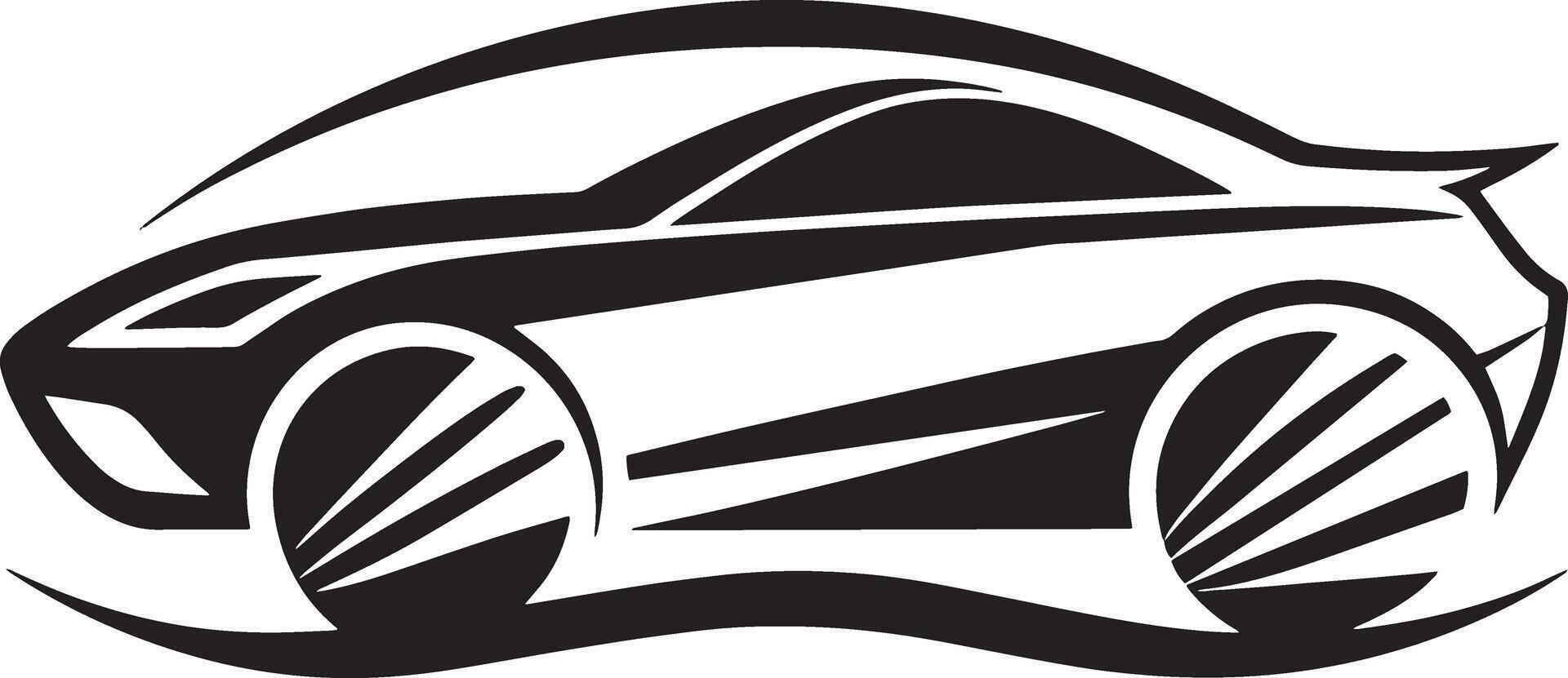 minimal car logo illustration black and white vector