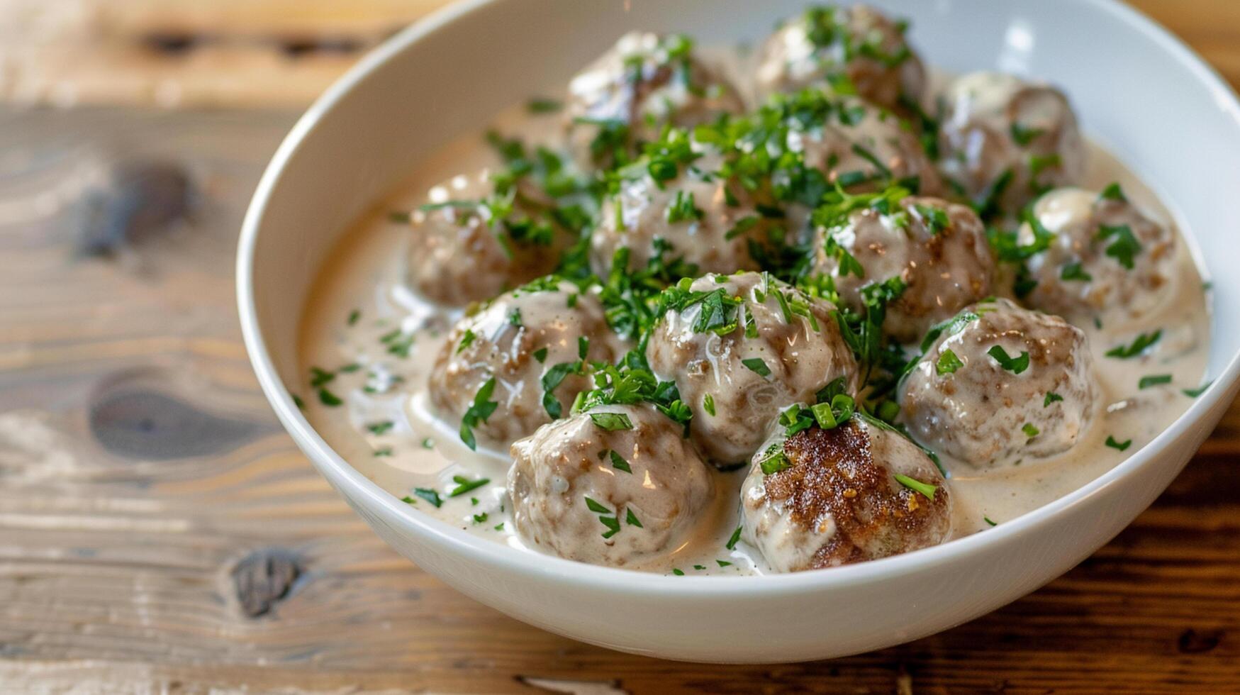 Swedish meatballs in cream sauce photo