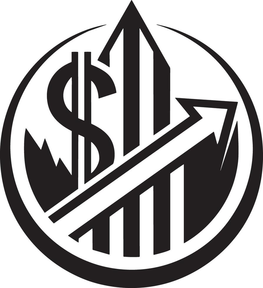 minimal business finance logo illustration black and white vector