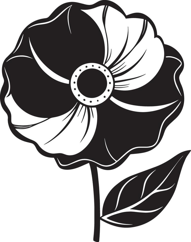 black and white poppy flower illustration vector