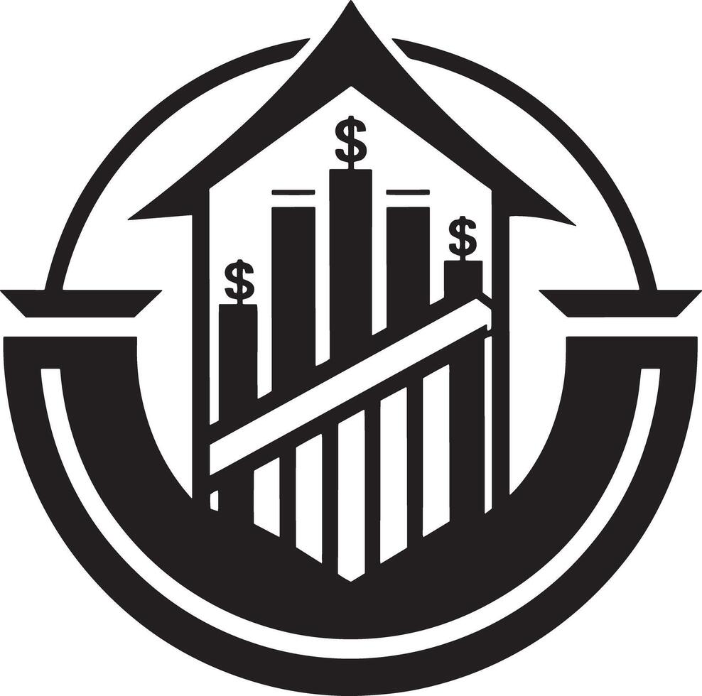 minimal business finance logo illustration black and white vector
