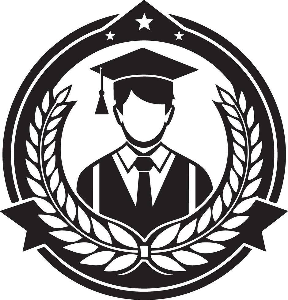minimal and mordern education logo illustration black and white vector