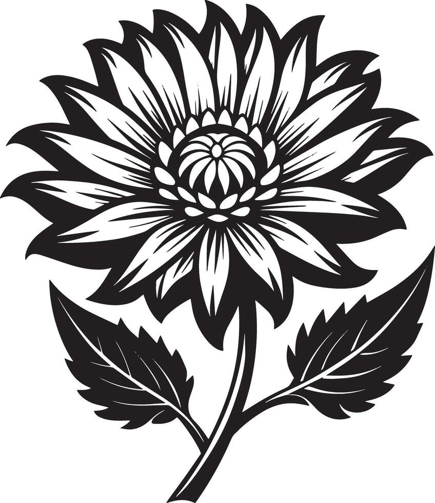 black and white flower silhouette illustration vector