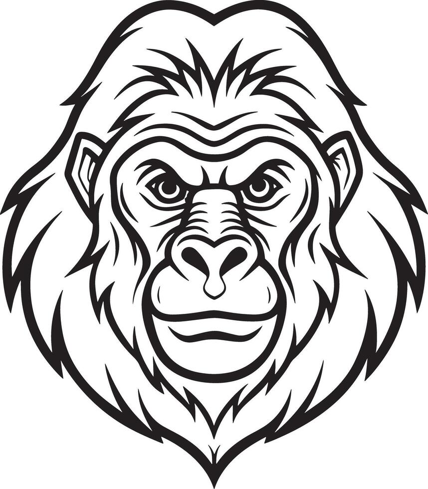 minimal gorilla logo illustration black and white vector
