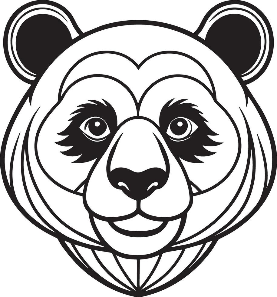 panda bear logo illustration black and white vector