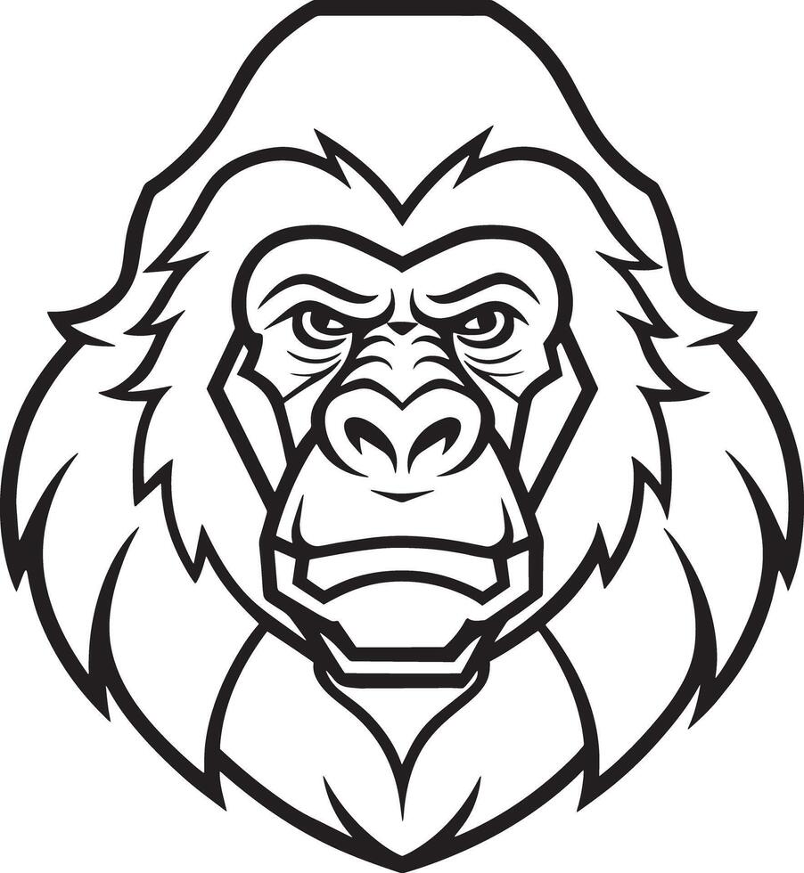 minimal gorilla logo illustration black and white vector
