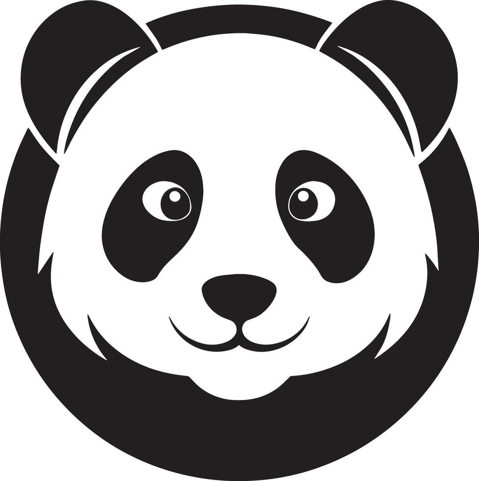 minimal panda bear logo illustration black and white vector