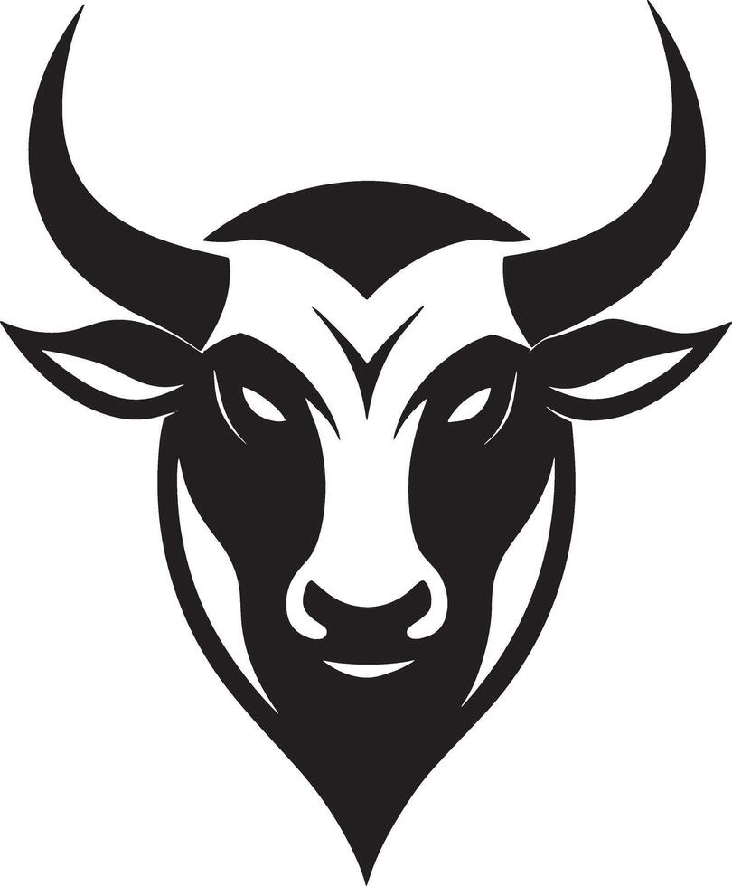 minimal bull logo illustration black and white vector