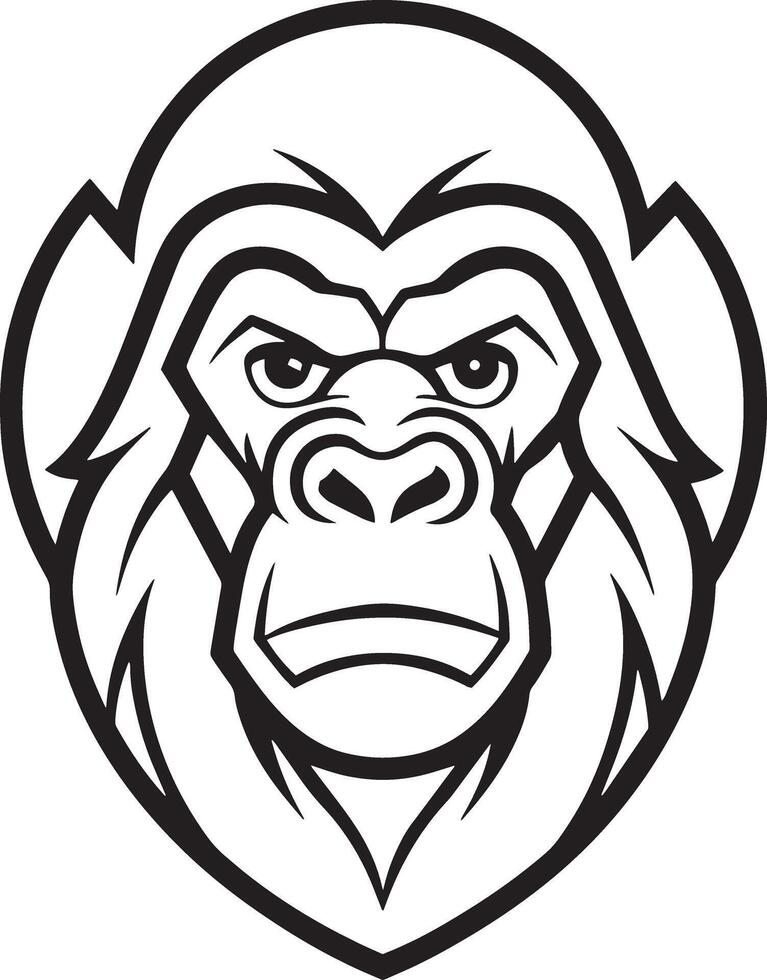 minimal gorilla logo illustration black and white vector