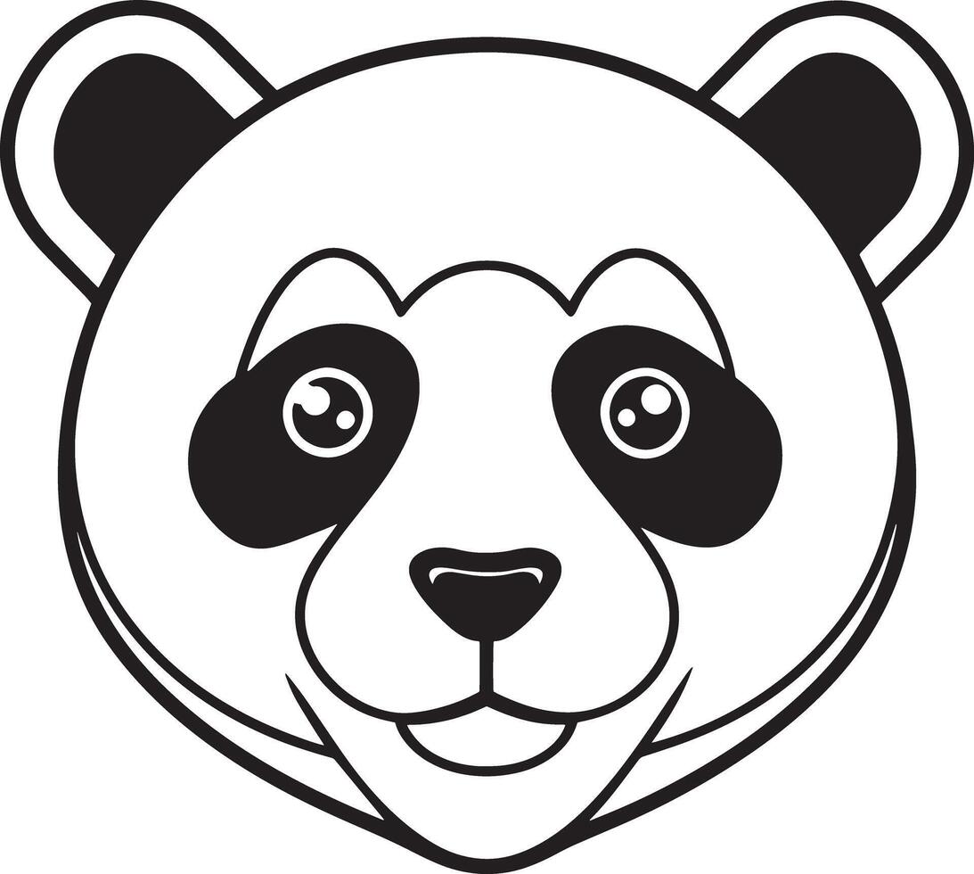 panda bear icon illustration black and white vector