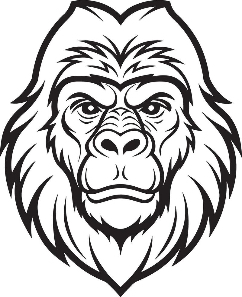 minimal gorilla logo illustration black and white vector
