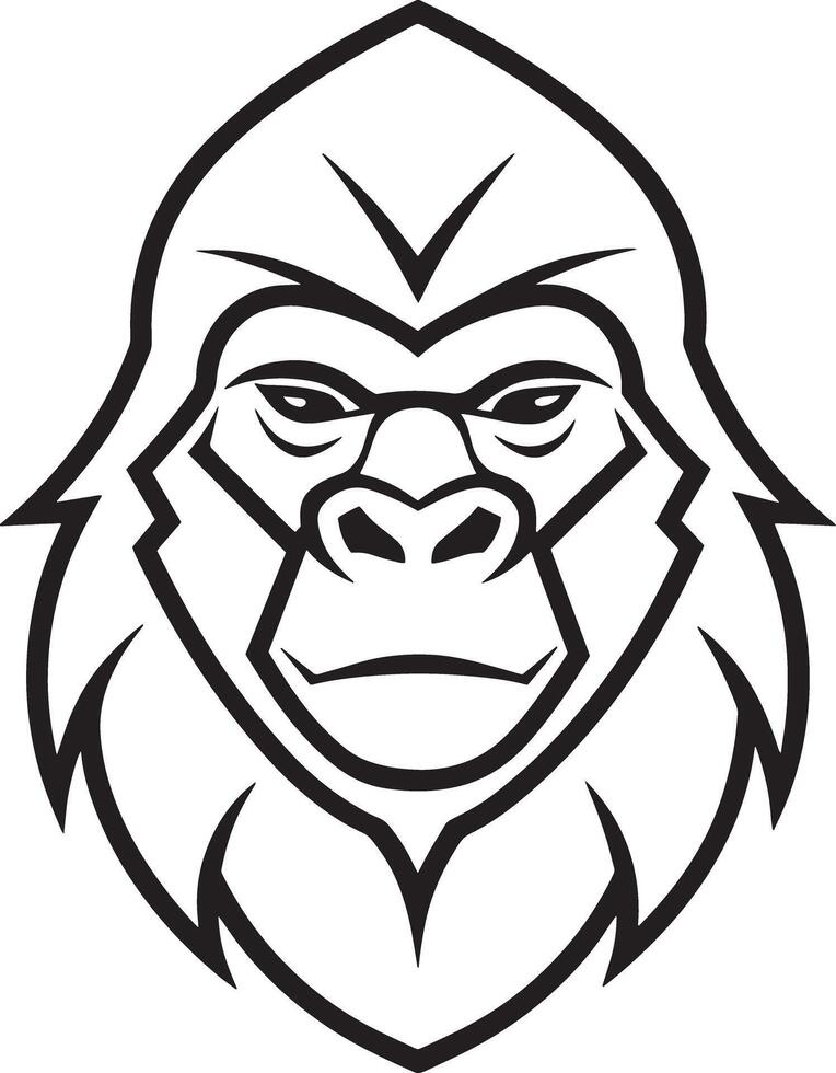 minimal gorilla logo illustration black and white vector