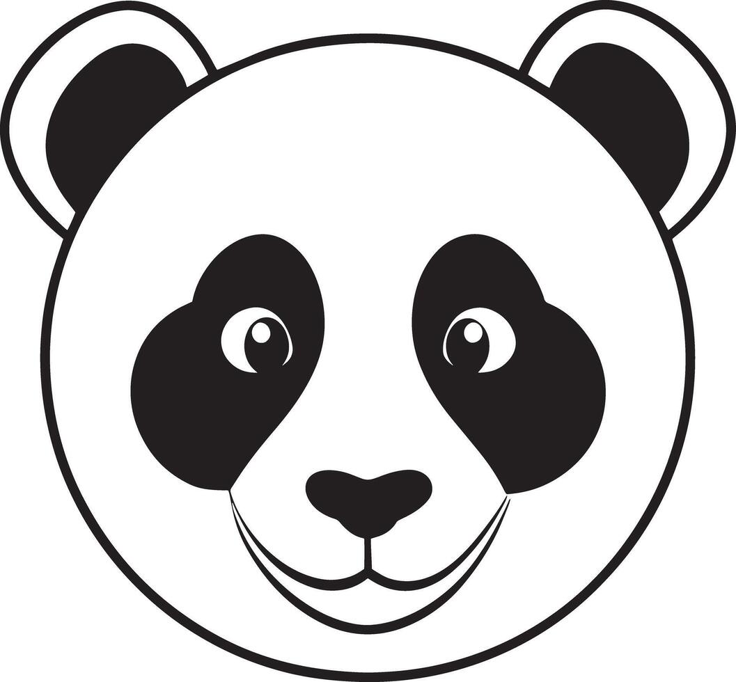 panda bear icon illustration black and white vector