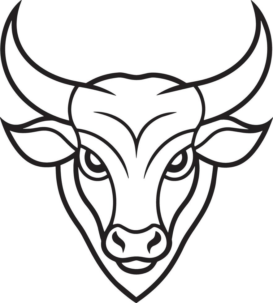 bull line art logo illustration black and white vector