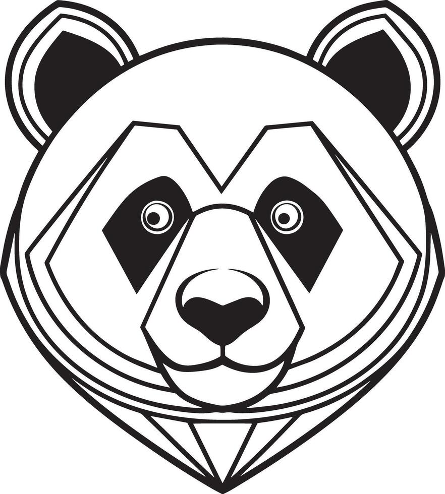 panda bear icon illustration black and white vector