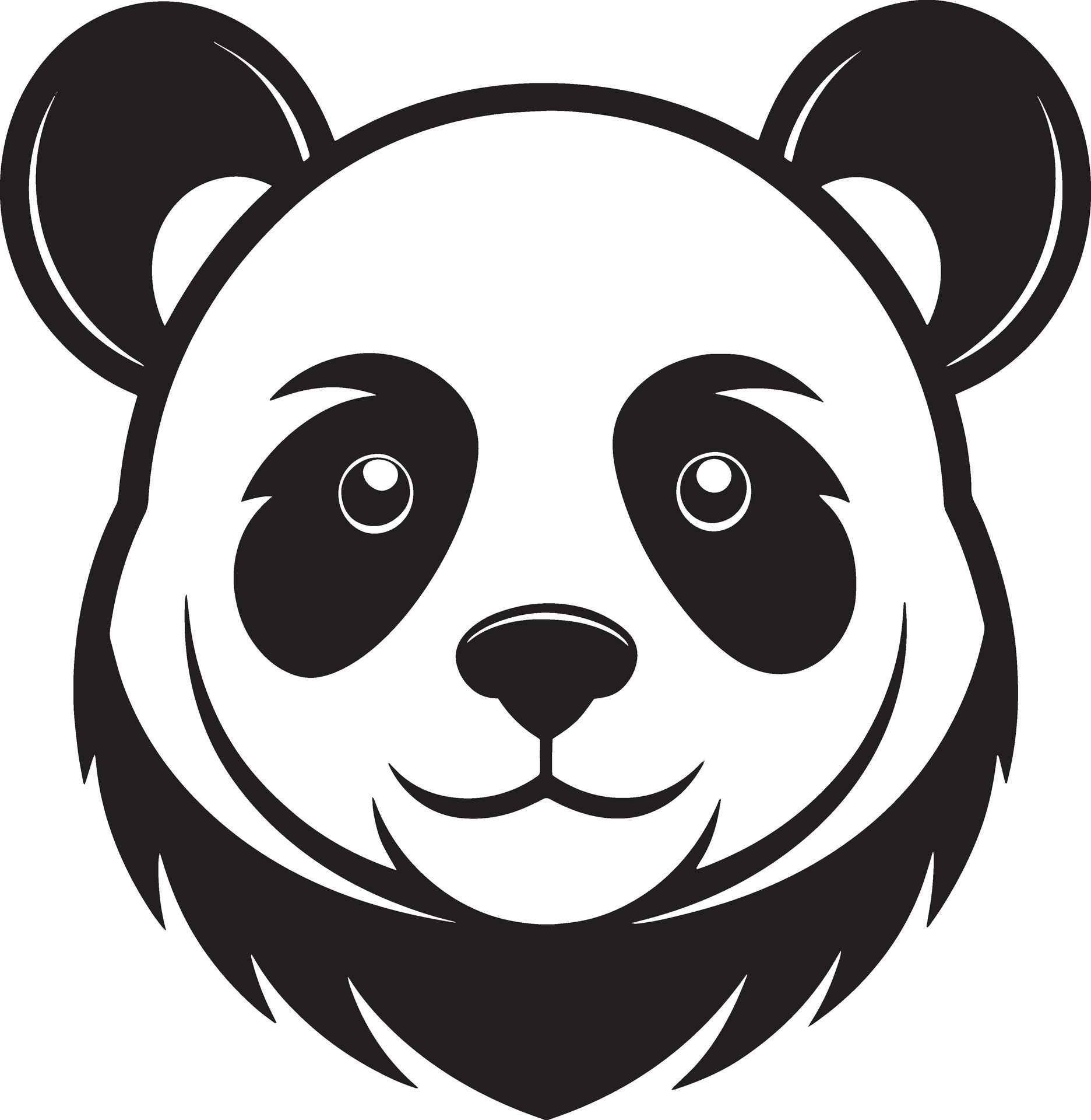 panda bear logo illustration black and white 46393619 Vector Art at ...